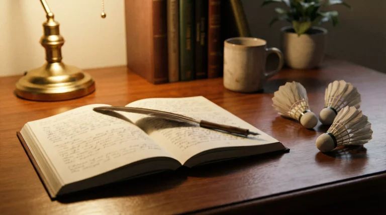 Aufgeschlagenes Notizbuch mit einem Stift auf einem Schreibtisch